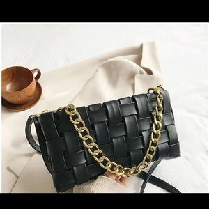 Black woven clutch/shoulder bag